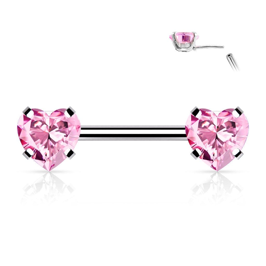 Heart Threadless Nipple Bar Pair - JackzzJewelz