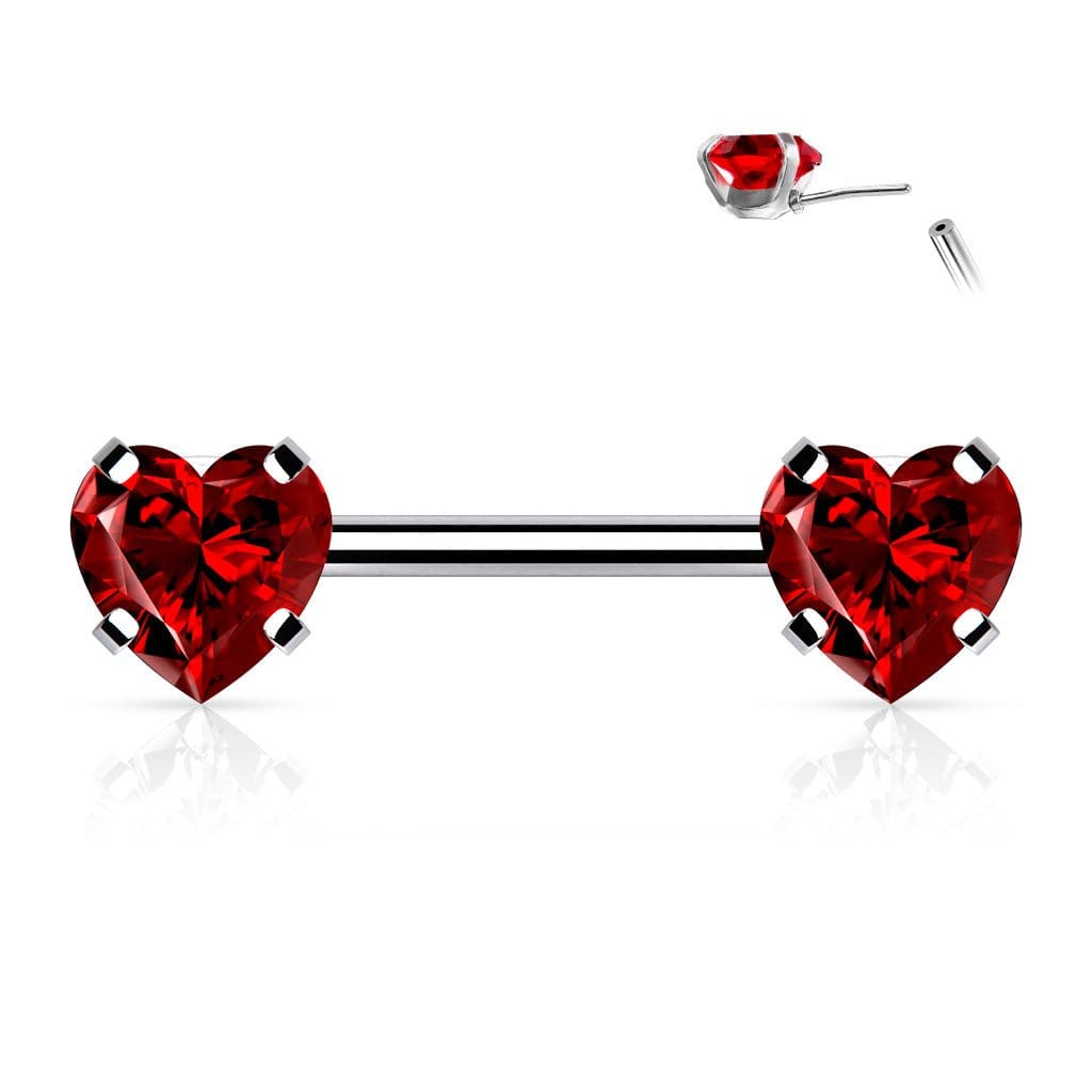 Heart Threadless Nipple Bar Pair - JackzzJewelz