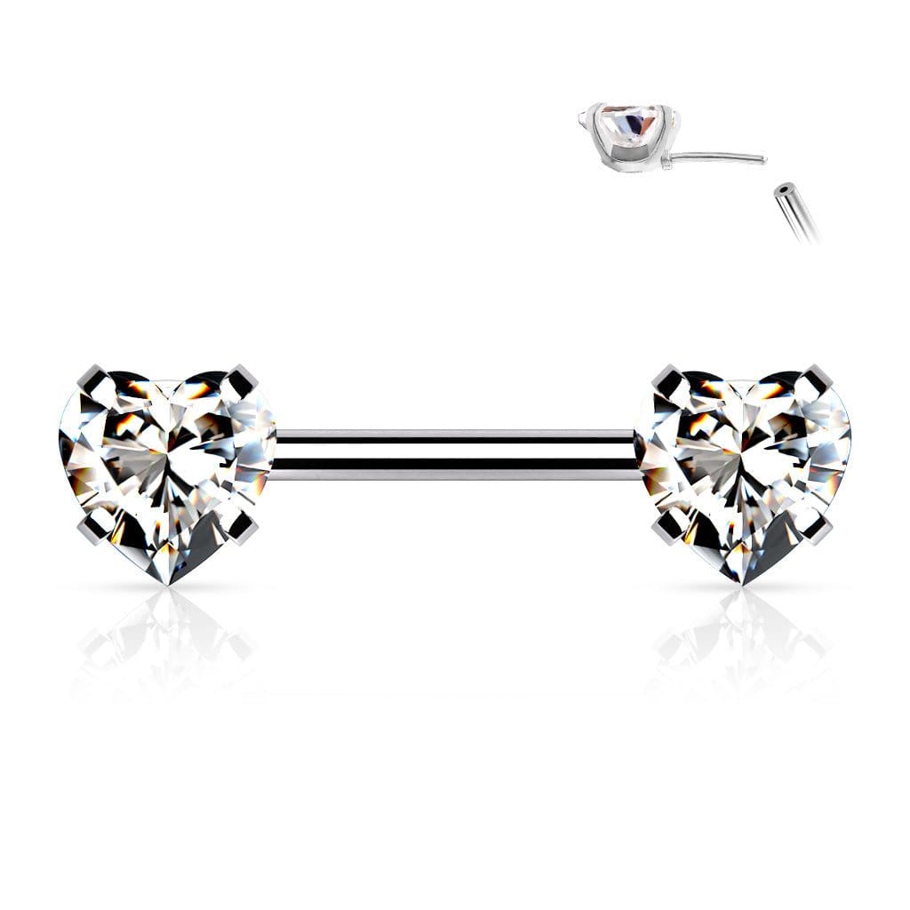 Heart Threadless Nipple Bar Pair - JackzzJewelz