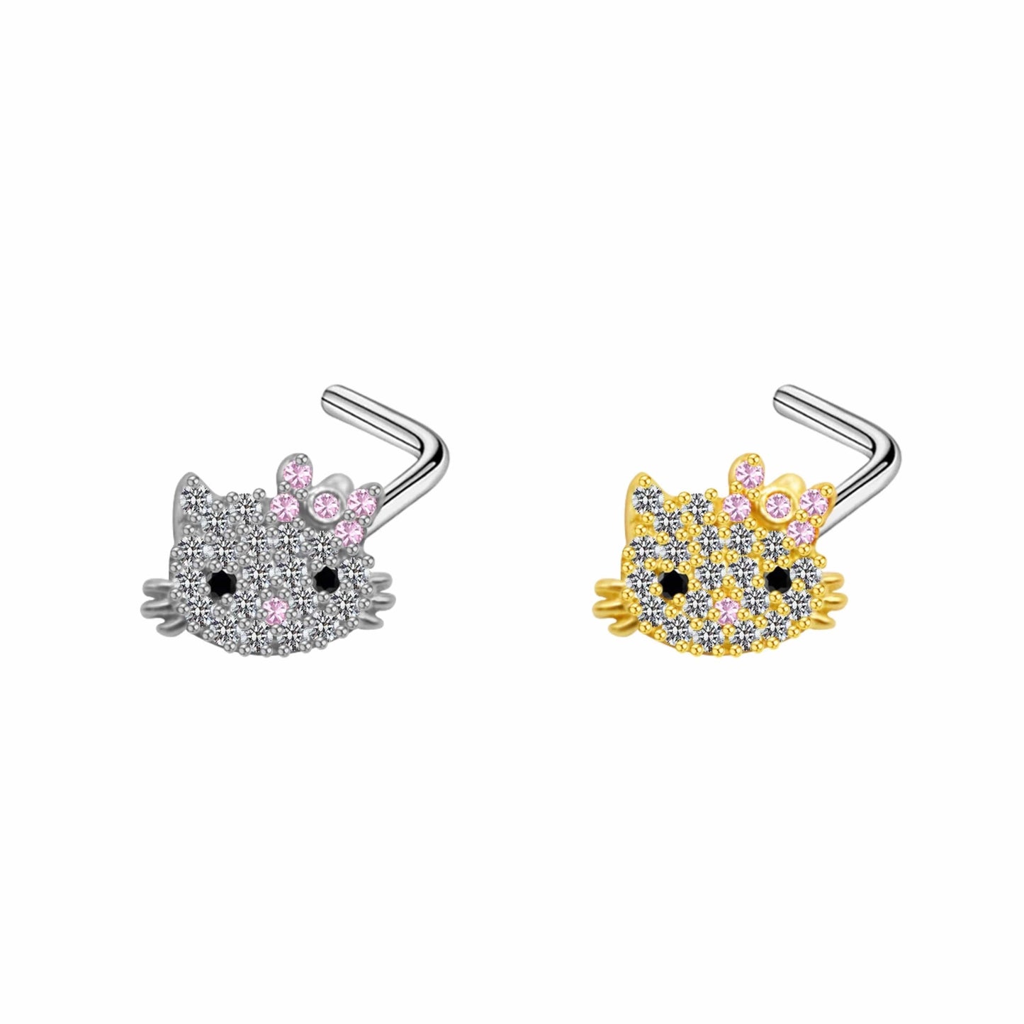 Kitty L-Bend Nose Stud - JackzzJewelz