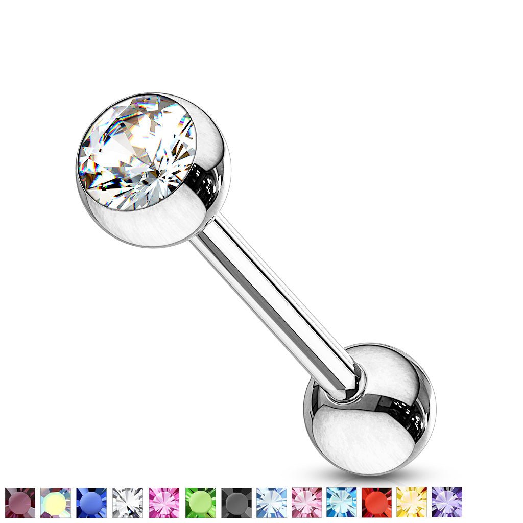 Press Fit Gem Set Tongue Piercing - JackzzJewelz