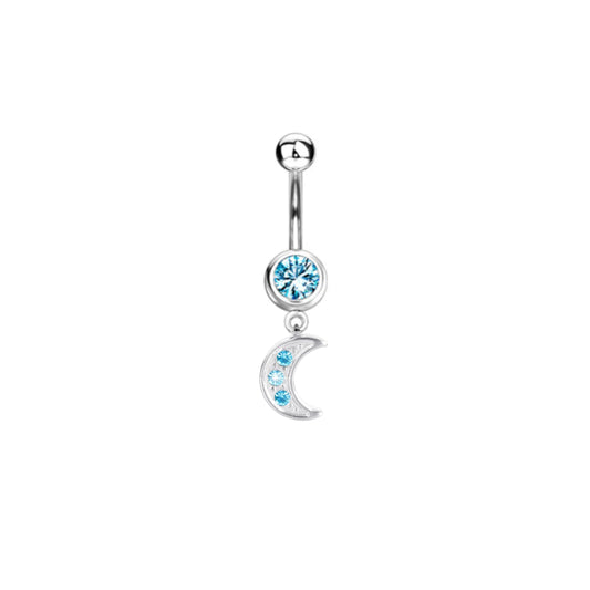 Blue Crescent Belly Button Ring