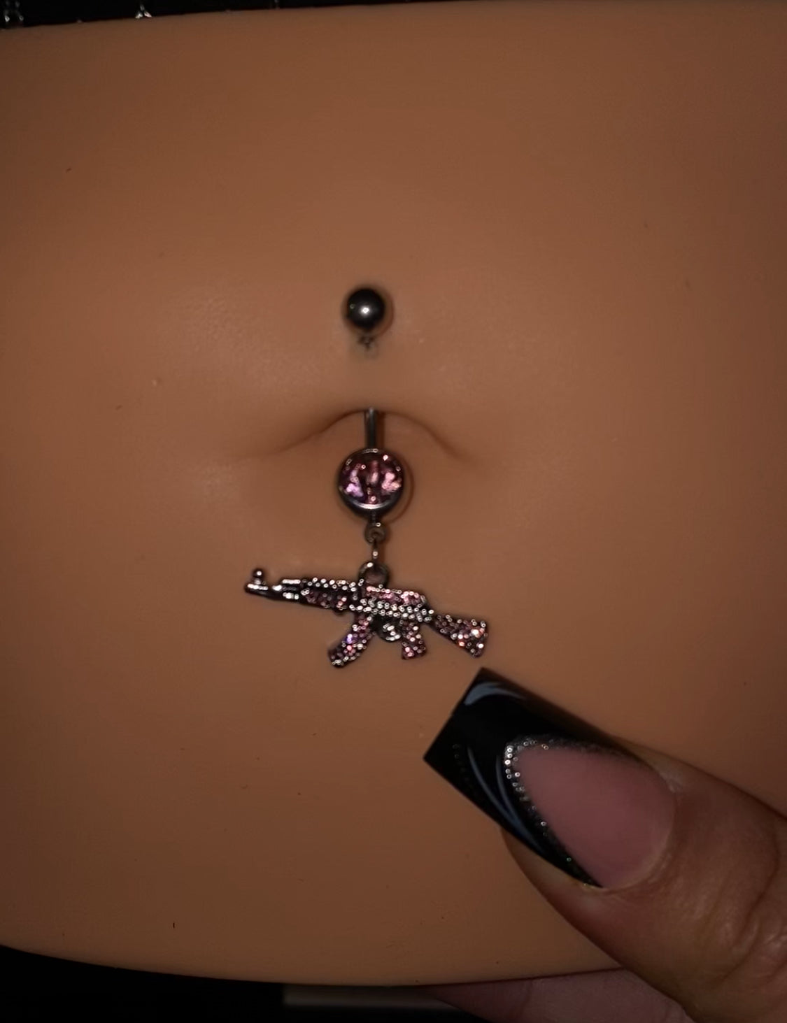 Pink Ak47 Belly Button Piercing