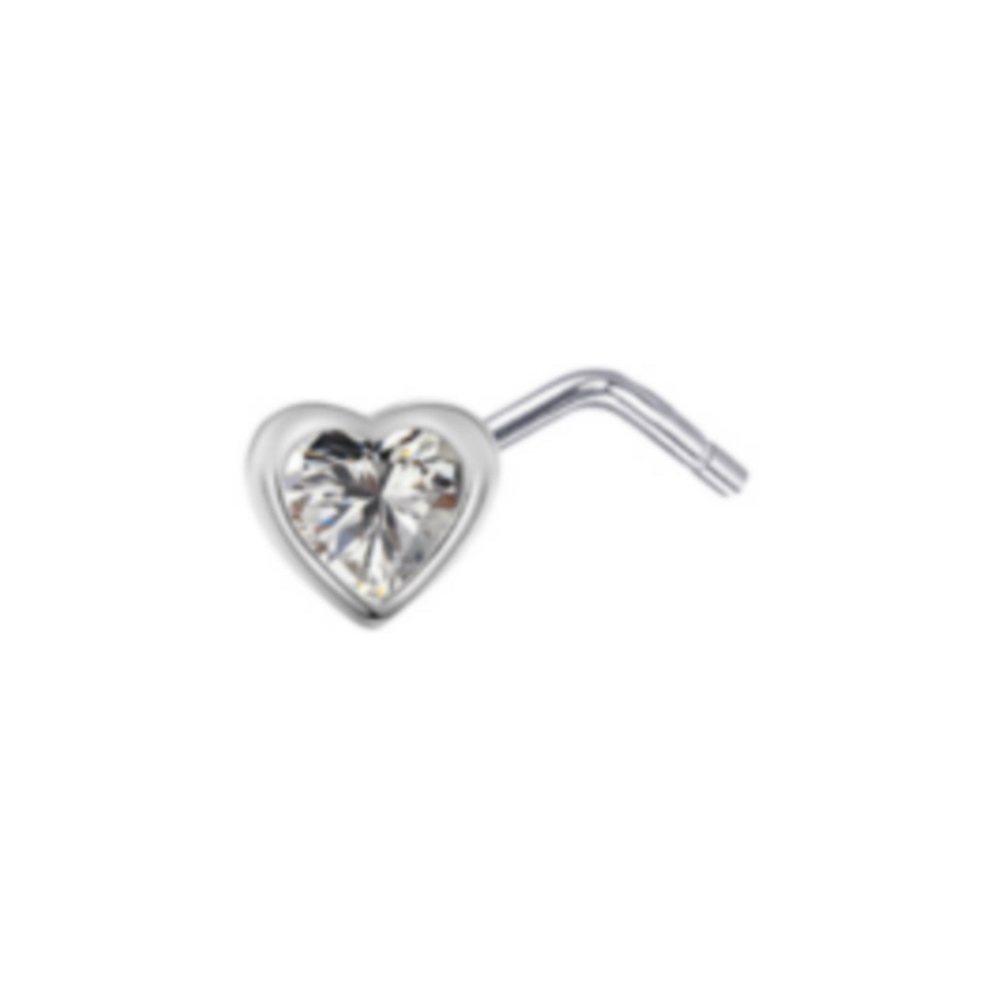 Crystal Heart L Bend Nose Stud