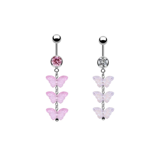 Iridescent Butterfly Belly Button Ring