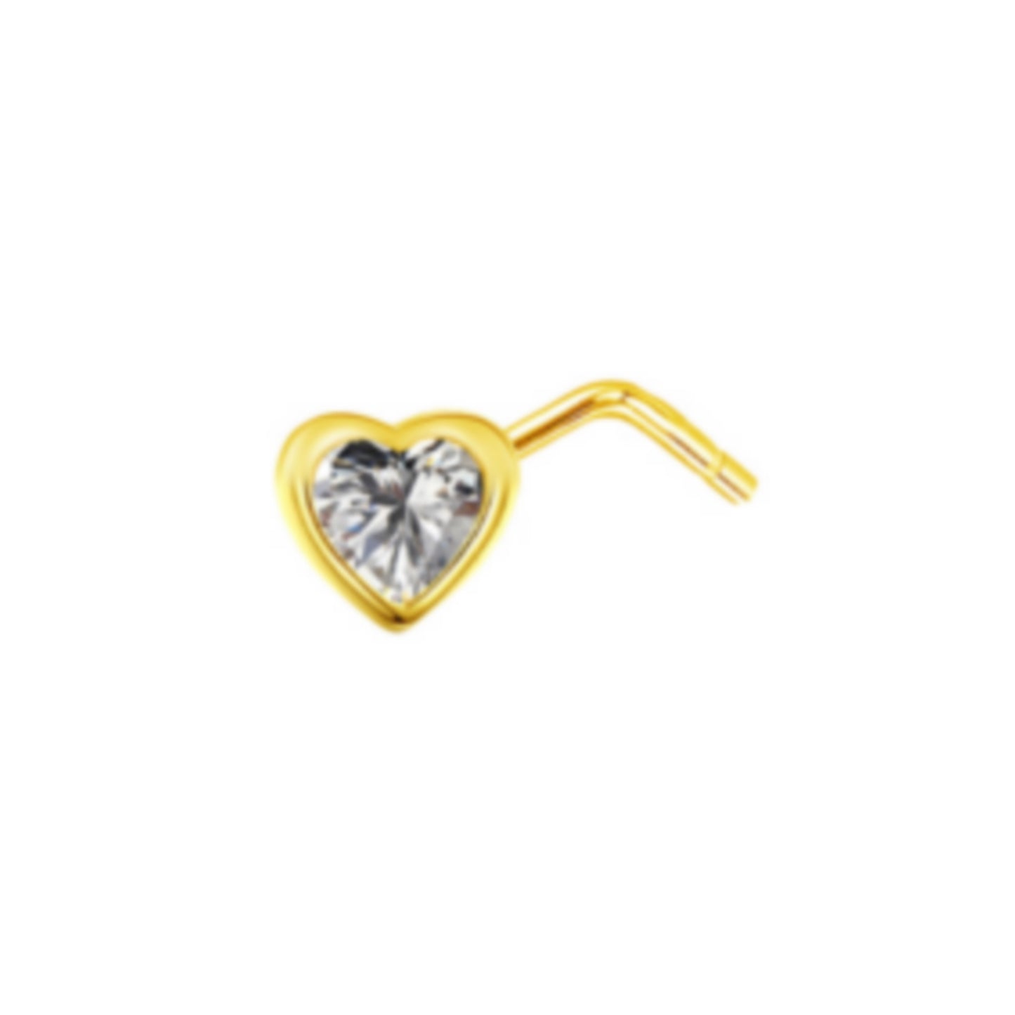 Crystal Heart L Bend Nose Stud