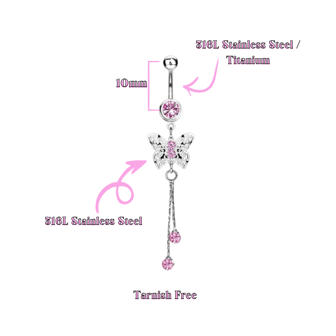 Royal Butterfly Belly Button Ring