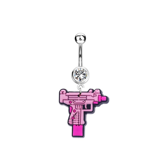 Pink Uzi Belly Button Ring