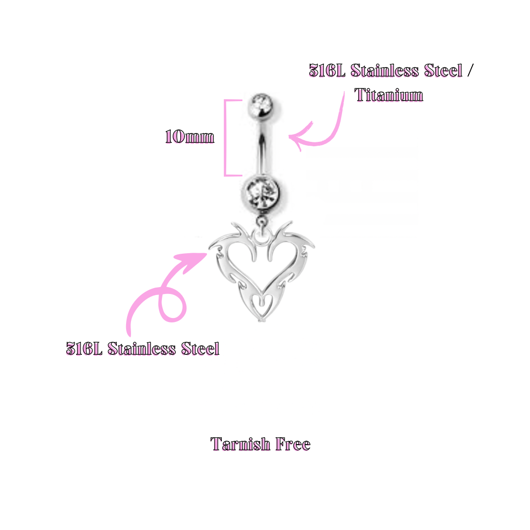 Sacred Flame Heart Belly Button Ring