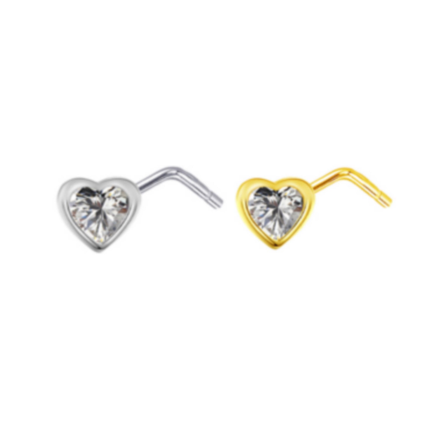 Crystal Heart L Bend Nose Stud