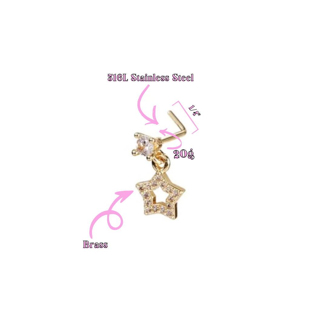 Dangle Star L Bend Nose Stud