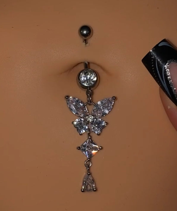 Crystal Butterfly Belly Button Piercing