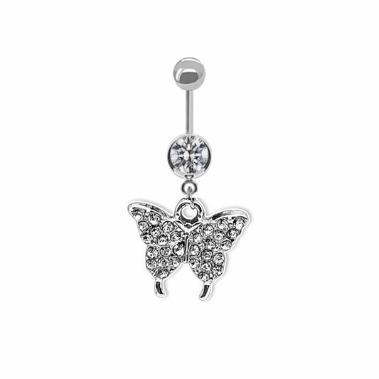 Butterfly Crystal Dangle Belly Button Ring - JackzzJewelz