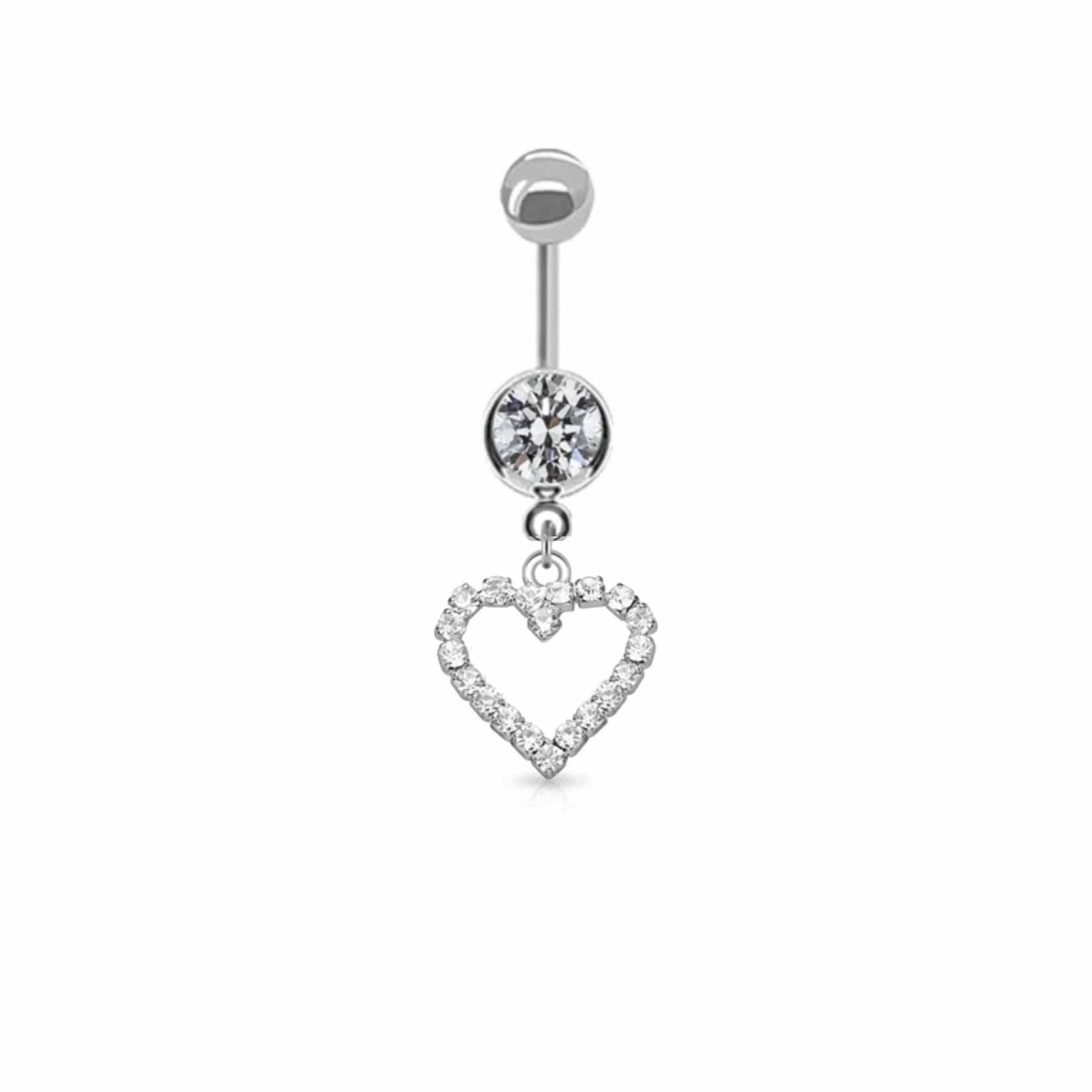 Heart Crystal Dangle Belly Button Ring - JackzzJewelz